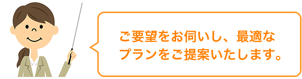 ご要望をお伺いし、最適なプランをご提案いたします。