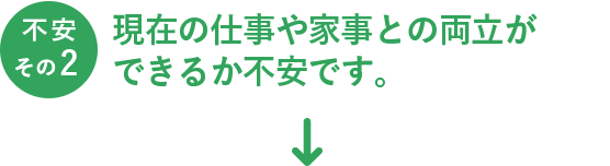 現在の仕事や家事との両立ができるか不安です。